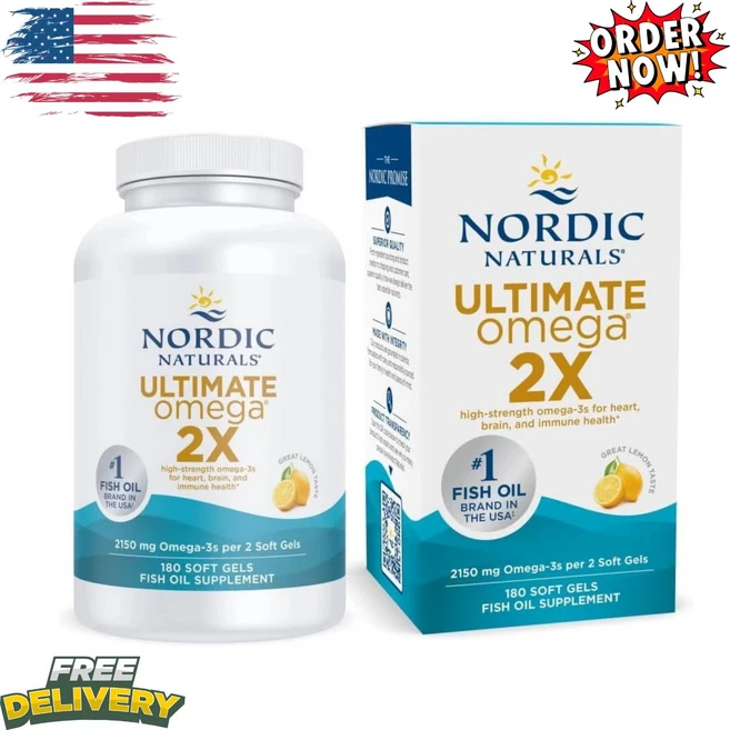 Nordic Naturals 노르딕 내추럴스 얼티밋 오메가 2X 2150mg 피쉬 오일 소프트젤 180정. 유통기한: 2027년 12월 125944, 1개 - 쿠팡