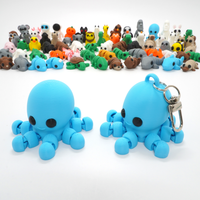 브로랩 문어 동물 관절 피규어 장식 키링 가방 열쇠고리 핸드폰고리 휴대폰고리, 1개, 028.문어-미니사이즈-피규어