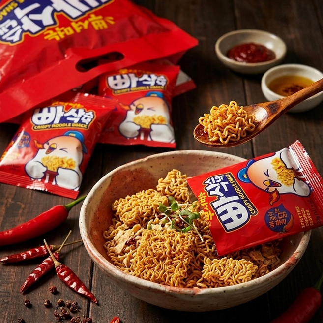 뿌셔먹는 빠삭스낵 라면과자 매콤한불닭맛 264g(12입) X 2봉, 2개, 264g
