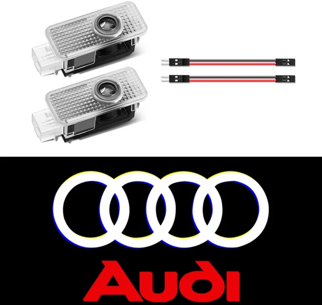2025 핫 LED 로고 자동차 도어 웰컴 라이트 (아우디 A4 B5 B6 B7 B8 B9 A1 A3 8V 8P 8L A6 C5 C6 C7 A5 A7, 04 2PCS Audi, 01 Welcome light