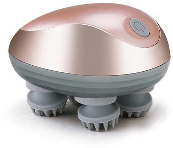 Pealy 전동 두피 마사지기 머리 마사지기 3단 강도 6가지 마사지 방법 IPX7 USB 충전, 골드, 1개