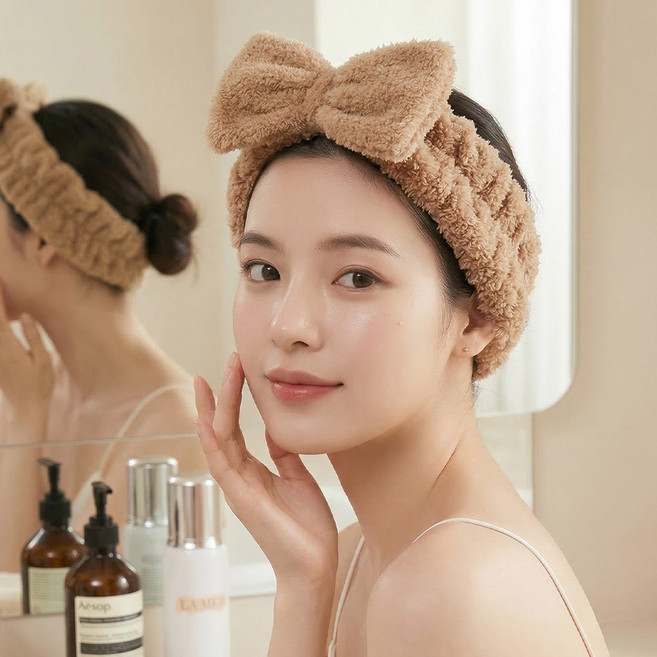 더자카 냐옹이 헤어밴드, 브라운, 2개