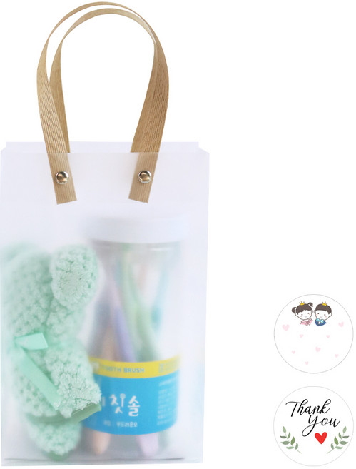 니즈엘 네임택 고리 수건 30X30 곰모양 타월 어린이집 생일 입학 졸업 수료 선물 유치원 구디백 키즈 칫솔 준비물, 1개, 곰수건(소)(민트)+파스텔칫솔(8개입)+스티커2장