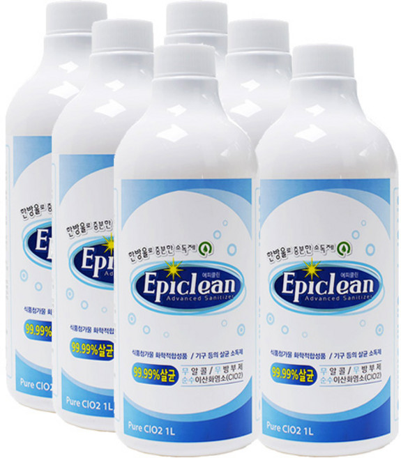 성찬 에피클린 1L 6개 뿌리는 살균소독제 이산화염소 CIO2 과일 야채 Epiclean, 15개