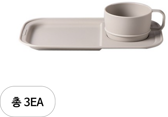 나인웨어 올디너리 모닝 접시세트 빈티지 아이보리, 3세트, 트레이 + 스프컵