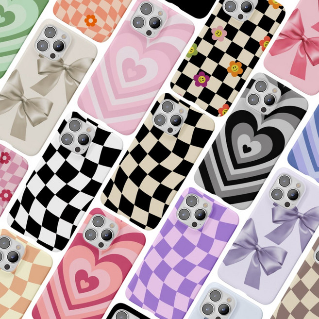 체커보드 하트빔 리본 케이스 갤럭시 버디2 M23 A23 버디3 A15 A25