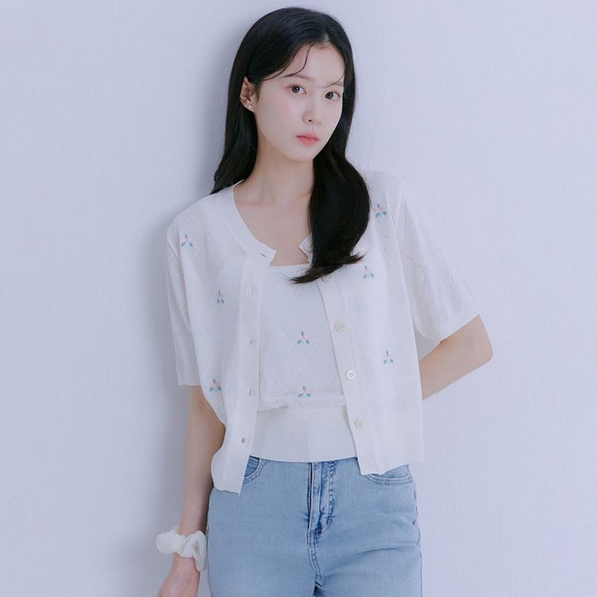 ROEM 꽃자수 반팔 가디건(3colors)_RMCKE37RT1 180420