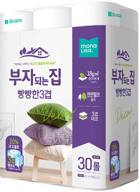 부자되는집 빵빵화장지 30롤, 30m, 1개
