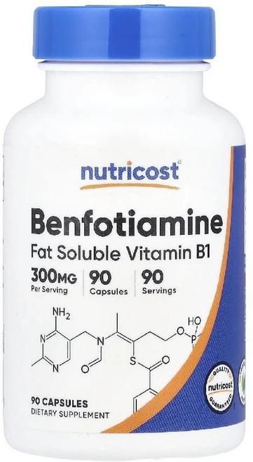 Nutricost 벤포티아민 지용성 비타민 B1 300mg 캡슐 90정, 1개 - 쿠팡