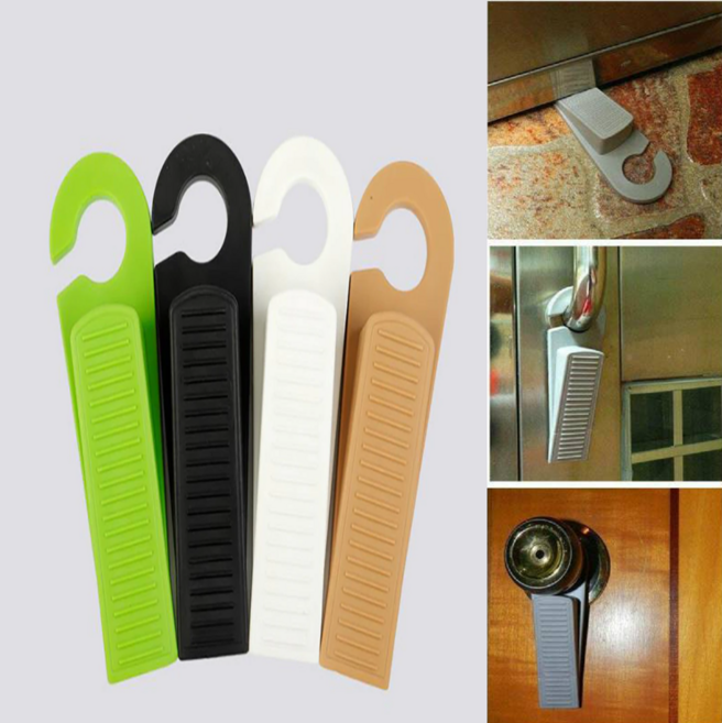 핸셀 문 닫힘방지 고정 손잡이 걸이형 도어 스토퍼 기스방지 pvc, 도어스토퍼 블랙, 1개