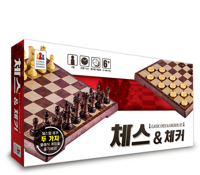 코리아보드게임즈 체스 앤 체커세트, 혼합색상, 1개