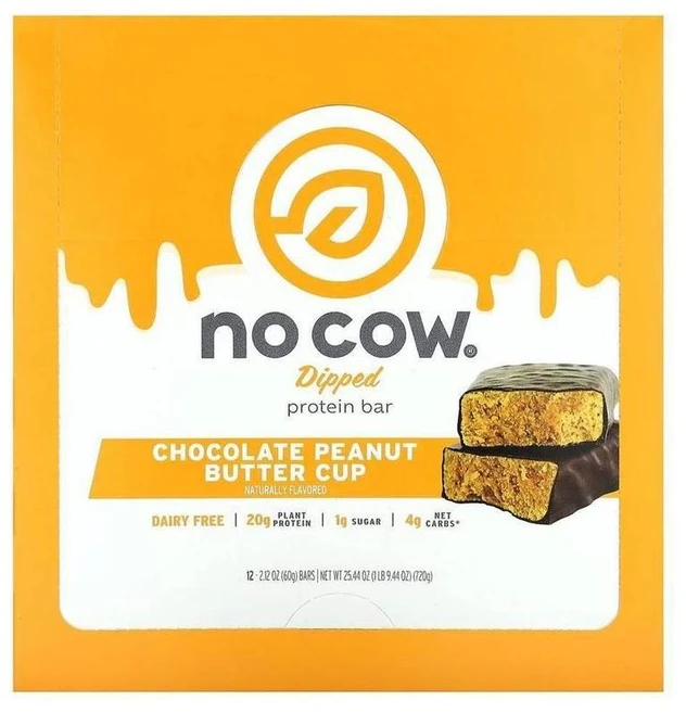 No Cow Dipped Protein Bar Chocolate Peanut Butter Cup 노카우 딥드 프로틴바 초콜릿 땅콩버터 컵, 12개 - 쿠팡