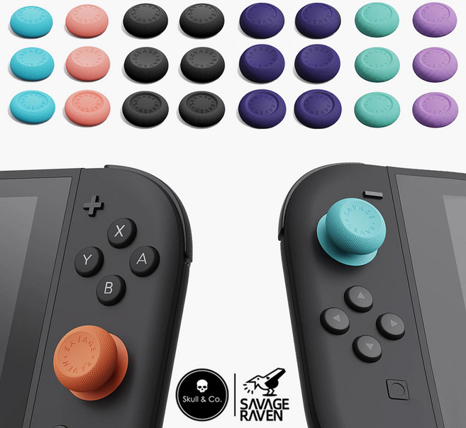 스컬앤코 닌텐도 스위치2 조이콘 스틱커버 썸그립 6P 세트 프로콘2 호환, 1세트, 네온블루+레드, 스틱커버 6P