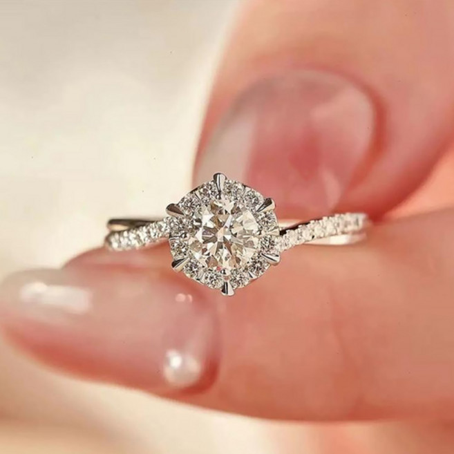 여성 커플 우정 클래식 심플 다이아몬드 큐빅 웨이브 오픈 링 반지 A2601