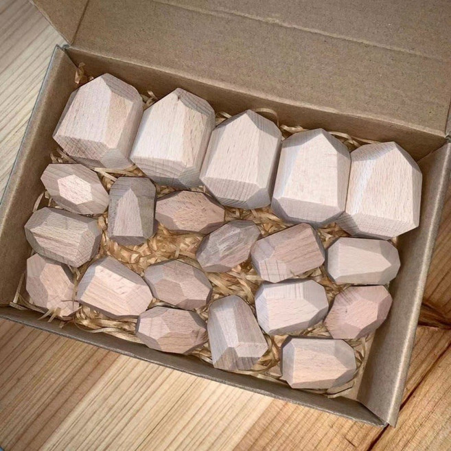 疊石疊疊樂兒童早教益智玩具平衡diy木質大顆粒積木拼搭禮物, 1個, 20粒櫸木原木色:如圖