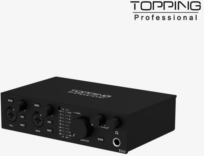 (Topping) 토핑 E2x2 오디오 인터페이스 (블랙), 블랙