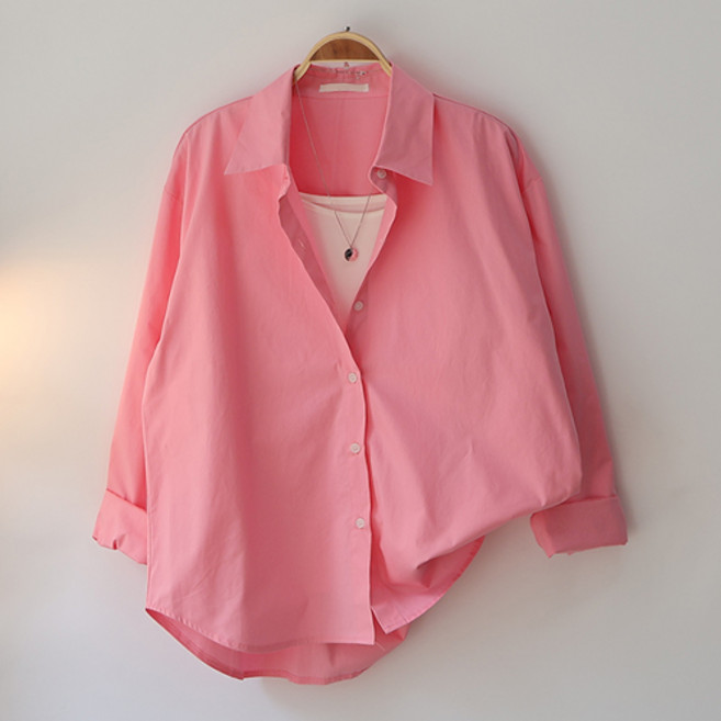 스카이코코 여성 긴팔 남방 무지 언발 컬러셔츠