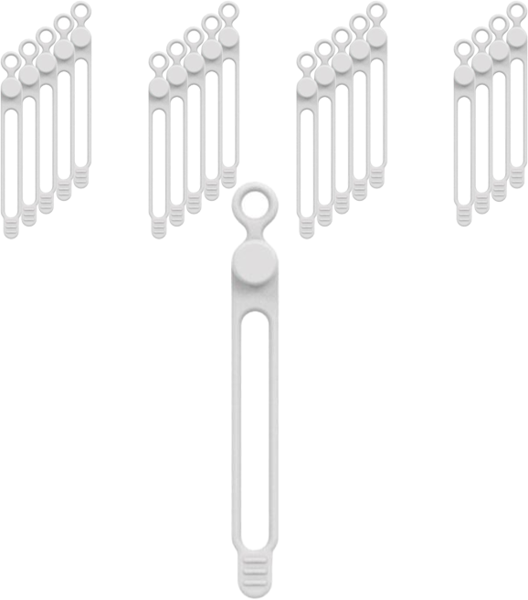 아이앤트 실리콘 케이블 타이 콘센트 플러그 걸이 후크 선 정리, 화이트, 20개