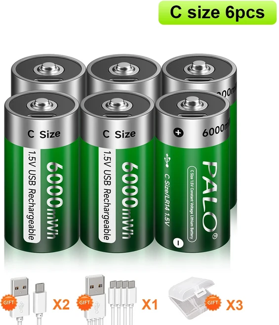 쿠쿠스토어 PALO 1.5V R14 배터리 B 충전 C 크기 리튬 유형 온수기 손전등 가스 스토브 이온, 01  PCS Battery, 01 China Mainland