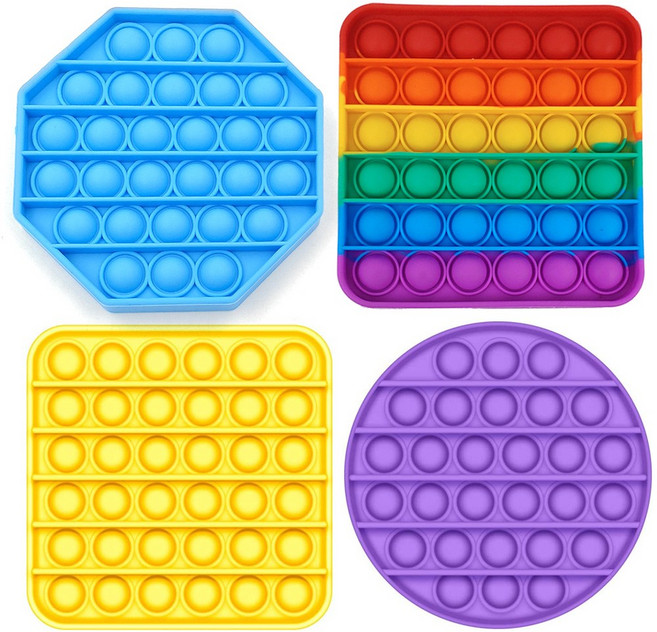 푸시팝 버블 피젯토이 실리콘 뽁뽁이, 푸시팝 옐로 사각, 1개