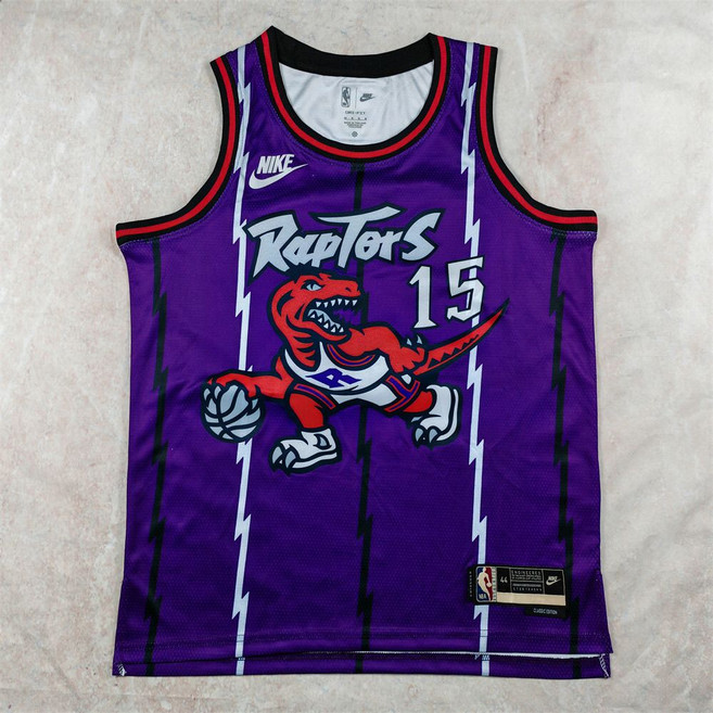 卡特猛龍隊15號麥迪復古城市球衣球迷籃球服定制背心, 1個, 熱壓版 猛龍15經典紫色S