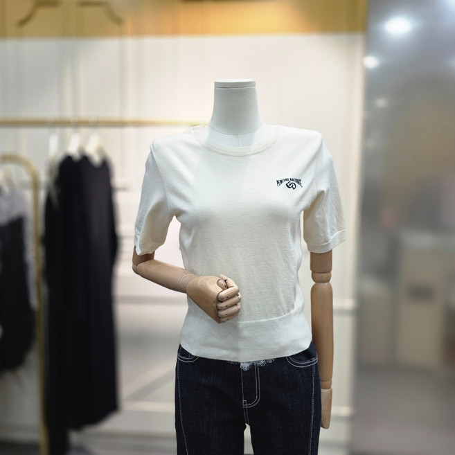 에고이스트 라운드넥 자수 반팔 풀오버 ER1EK102IV_CA