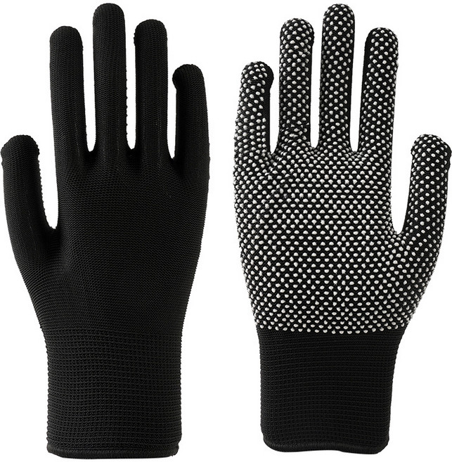 WHH 나일론 운전장갑 미끄럼방지 도트 작업장갑F, 10개, 블랙