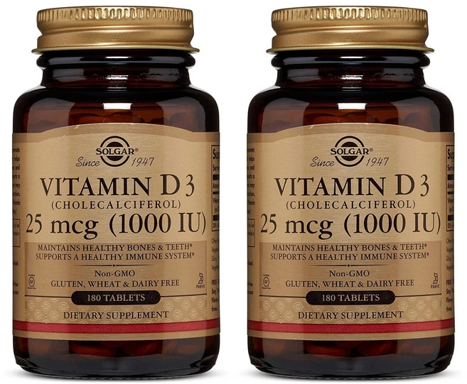 솔가 비타민 D3 (콜레칼시페롤) 1000IU 타블렛, 180정, 2개 - 쿠팡