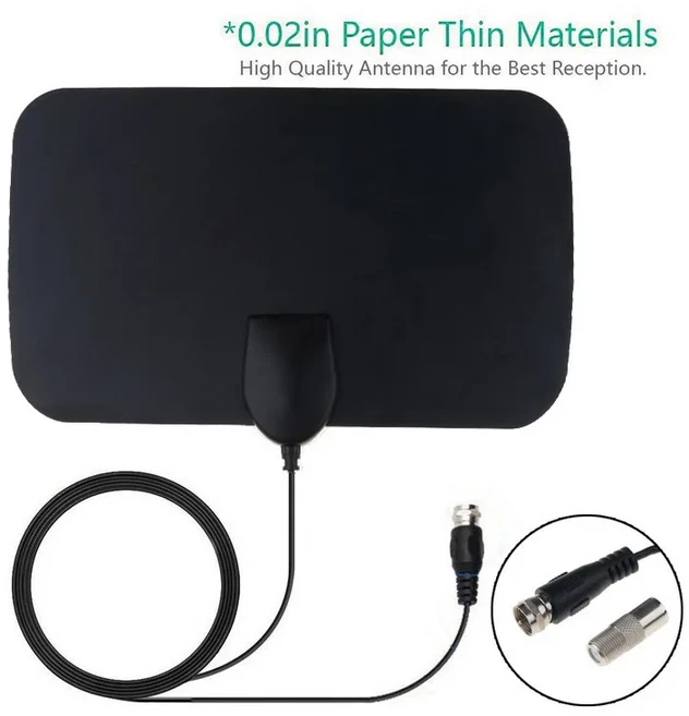 모든 HD 디지털 TV 용 안테나 4K 실내 300 마일 25DB 고 이득 부스터 Outndoor Global 무료 채널, 01 Black