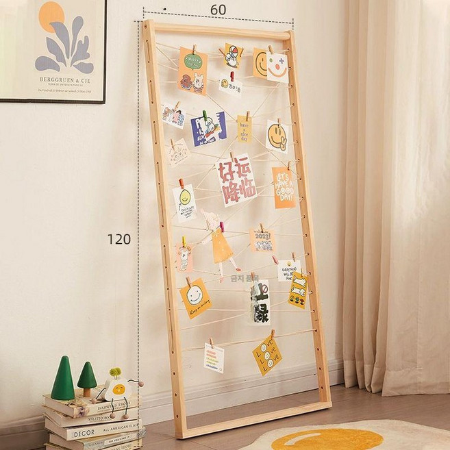 폴라로이드 사진 걸이 액자 인생네컷 붙이기 포토보드, 너비 60 나무 120+린넨 줄+40개