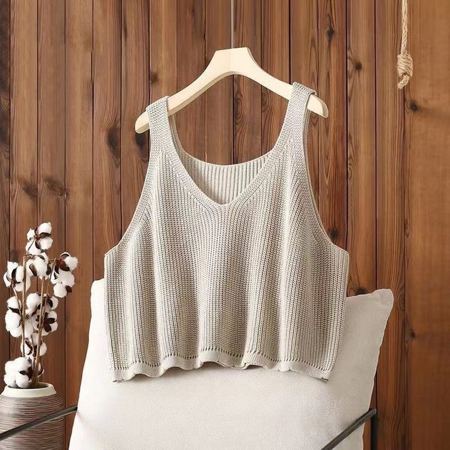 여성 털실 니트 조끼