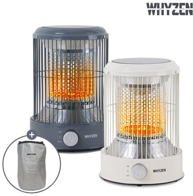 [25년형] 와이젠 미니 전기히터 난방기 가정용 온열기 스토브 사무실 온풍기 하이라이트히터 욕실히터 캠핑용, 실버 그레이