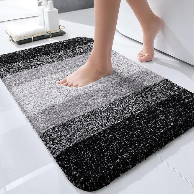 즈이리빙 두툼한 욕실 발매트 물세탁 가능 오염에 강함, 블랙