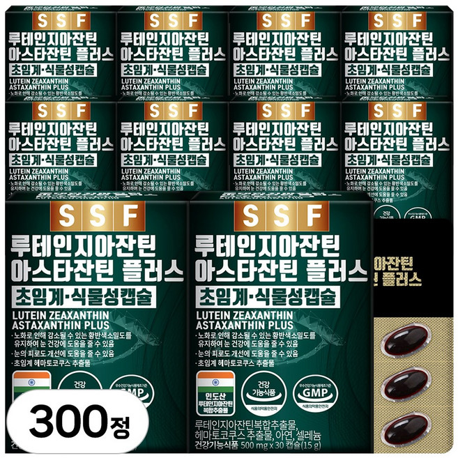 순수식품 루테인 지아잔틴 아스타잔틴 플러스 초임계 식물성캡슐, 30정, 10개