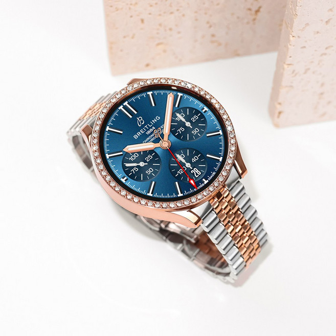 타임스토리 갤럭시워치6 호환 쥬빌레 메탈 날개형 스트랩, 로즈골드콤비