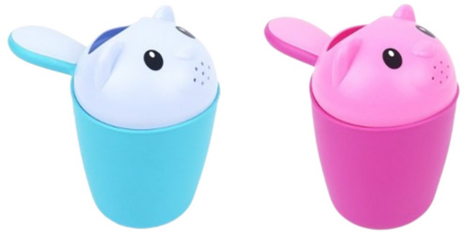 귀여운 동물 모양 손잡이 뚜껑 어린이 목욕 놀이 신생아 샴푸 컵 바가지 유아 미니물조리개 화분 물조루 물 뿌리개 물조리 텃밭 물주기 유치원, 핑크