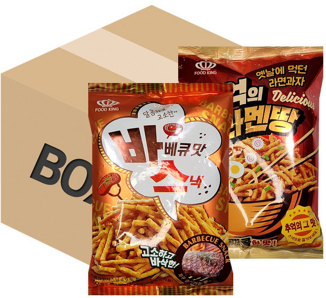 푸드킹 바베큐맛스낵 10+라멘땅 10, 20개, 100g