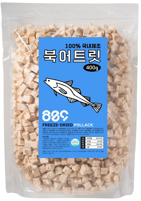 국내산 강아지 고양이 동결건조 대용량 소프트 트릿간식, 1개, 400g, 북어