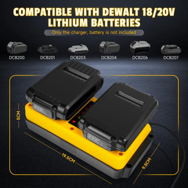 디월트 18V 20V 리튬 배터리용 90W 배터리 충전기 교체품 충전식 DCB207 DCB206 DCB204 DCB203 고속 듀얼, 02 EU