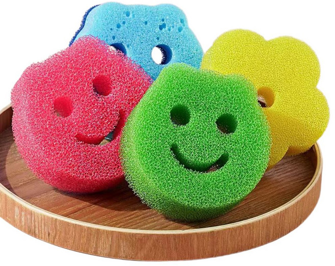 픽리움 스마일 수세미 흡착홀더포함 랜덤발송, 1세트, 4개입