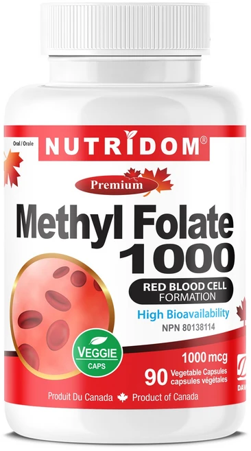 뉴트리돔 활성 엽산 메틸 폴레이트 1000mcg 90베지캡슐 활성형엽산 캐나다 직구, 1개, 90정 - 쿠팡