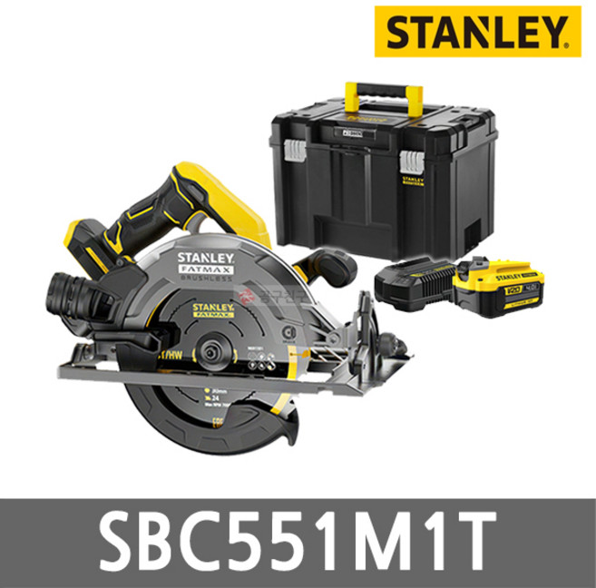 스탠리 SBC551M1T 충전 원형톱 20V MAX 4.0Ah 배터리 1팩 185mm 브러쉬리스 톱날포함 무선, 1개