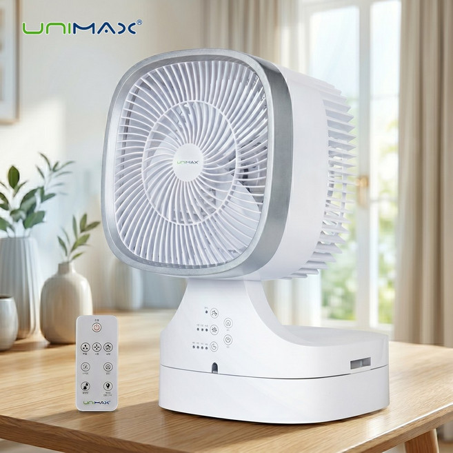 유니맥스 폴더형 3D입체회전 에어 써큘레이터 리모컨 1713CR