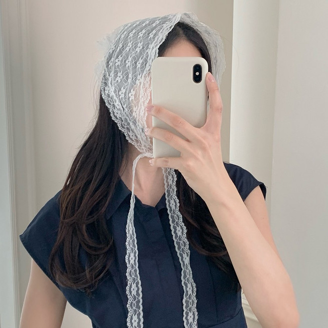 베이직핏 레이스 두건 스카프 보넷 버킷햇 모자 비니 헤어 반다나 썬캡 벙거지 여름 휴양지
