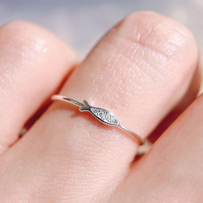 실버925 여성 수능 가족 행운 재물 큐빅 물고기 애끼 새끼 링 은 반지