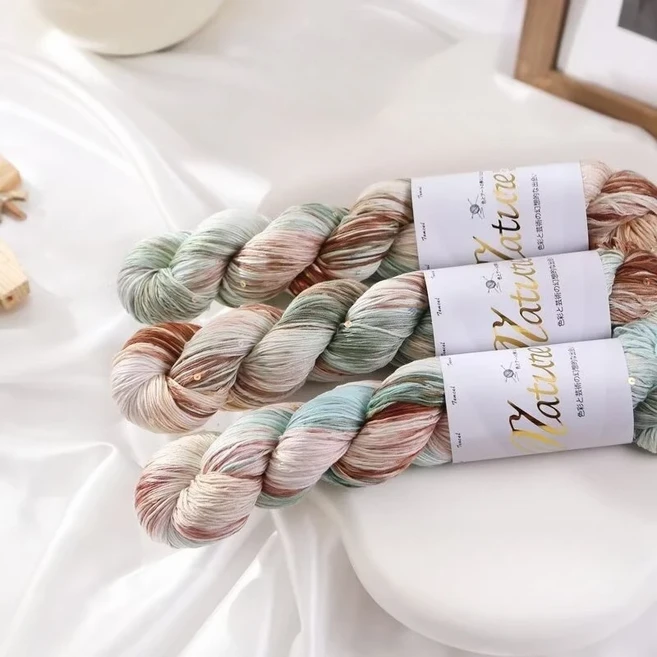 100g/롤 얇은 그라디언트 색상 텐셀 스팽글 여름을위한 손으로 염색 한 레이스 원사 목도리 스카프 300M 용, 11 Color 13