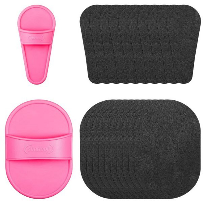 청구 202개 제모 패드 세트 스무스 어웨이 키트 2사이즈 스킨 패드와 여성 피부 관리용 각질 제거 미세 사포 200개, 청구 202개 제모 패드 세트 스무스 어웨이 키트 2사