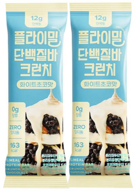 플라이밀 단백질 바 크런치 화이트초코, 40g, 2개