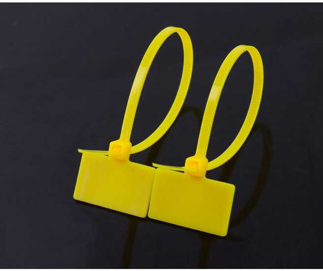 에스케이마켓 네임타이 각인 소형 100P 이름표 네임택 케이블타이 마크타이 전선 정리, 100개, 노랑