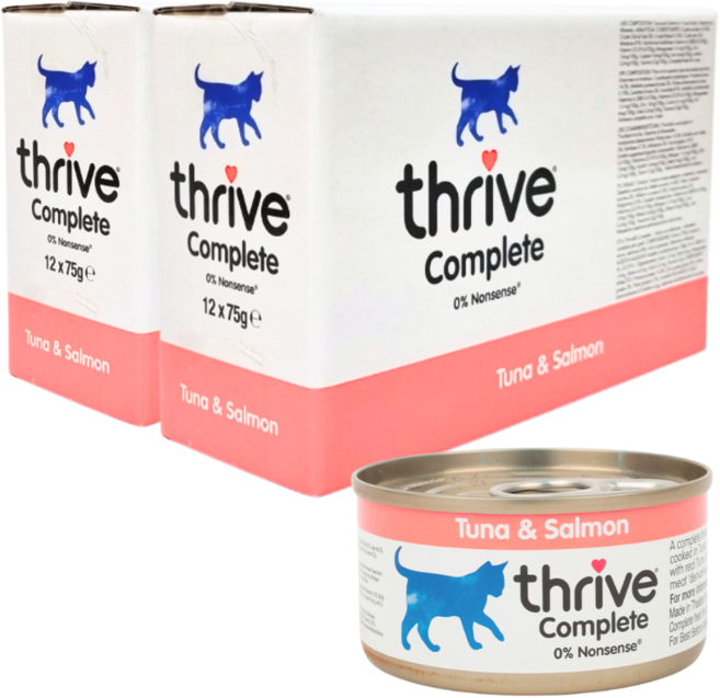쓰라이브 고양이 습식사료 주식캔 고양이밥 1Box(12캔), 연어+참치, 900g, 2개